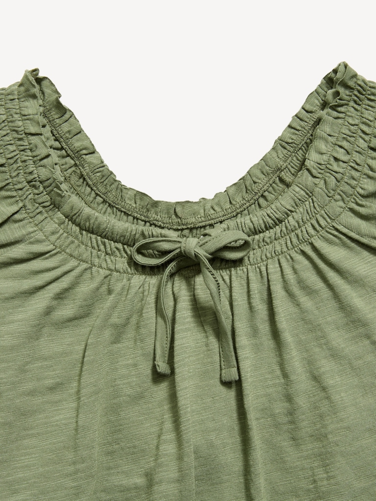 Haut à manches courtes noué sur le devant en tricot de jersey pour fille