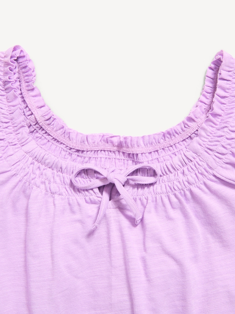 Haut à manches courtes noué sur le devant en tricot de jersey pour fille