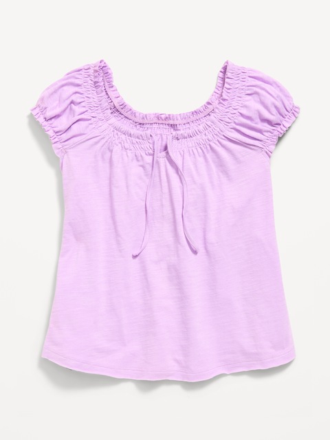 Short-Sleeve Tie-Front Jersey-Knit Top for Girls