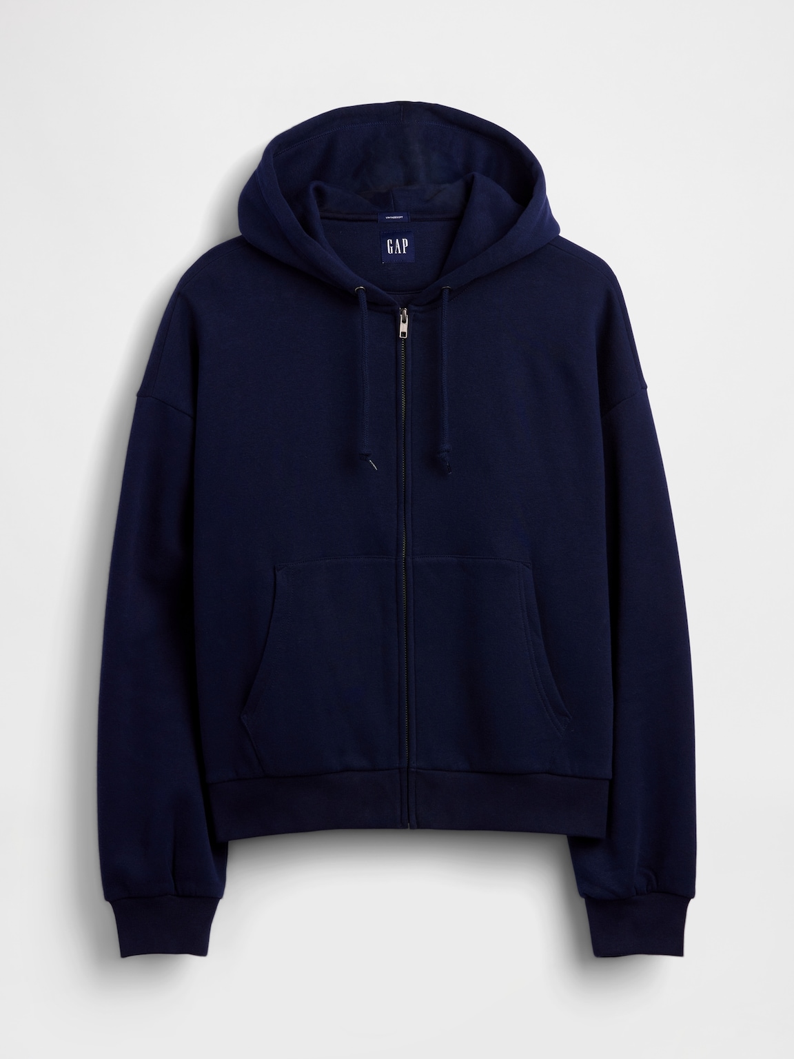 VintageSoft Oversized Crop Zip Hoodie