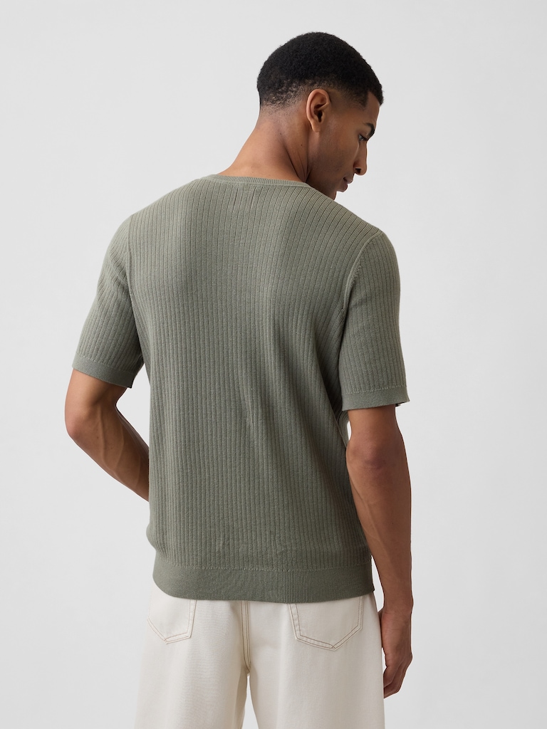 Ribbed Crewneck Sweater T-Shirt