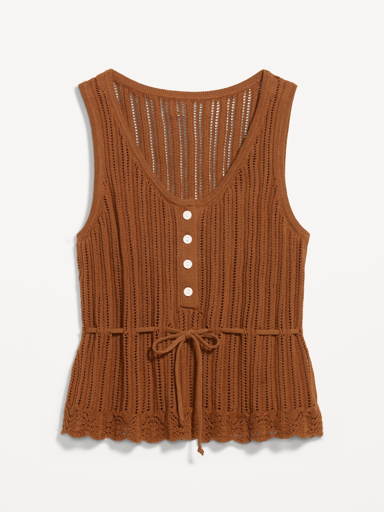 Seaside Cotton Pointelle Peplum Tank Top