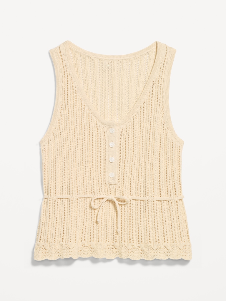 Seaside Cotton Pointelle Peplum Tank Top