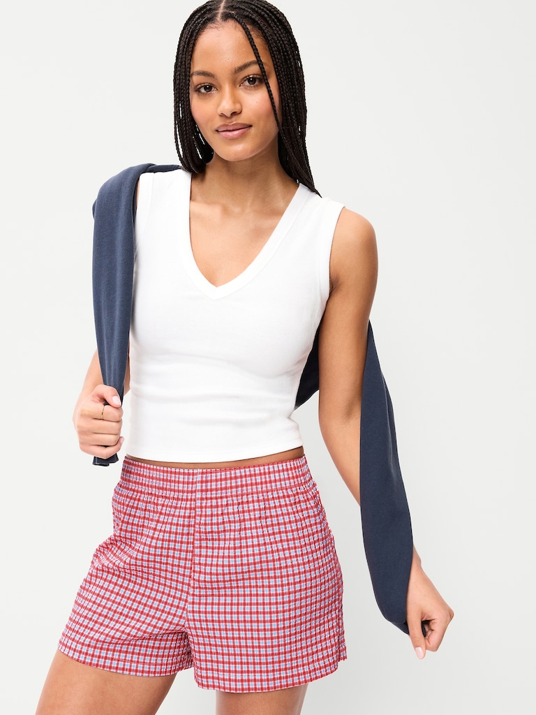 Seersucker Boxer Pajama Shorts