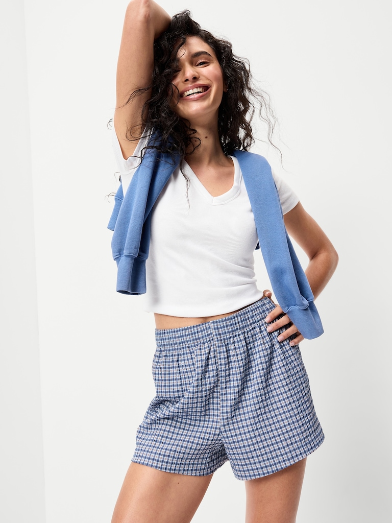 Seersucker Boxer Pajama Shorts