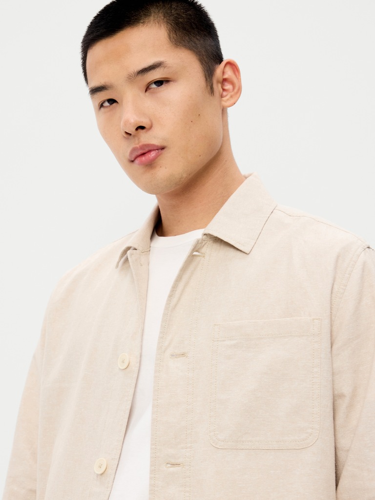 Linen-Blend Chore Jacket