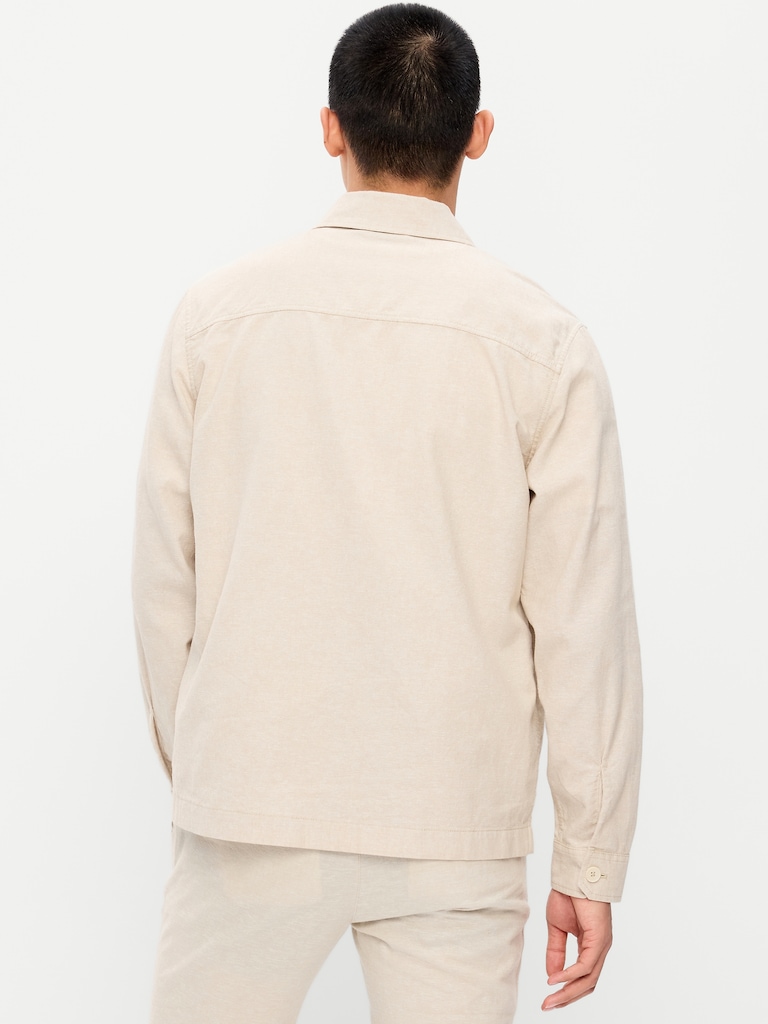 Linen-Blend Chore Jacket