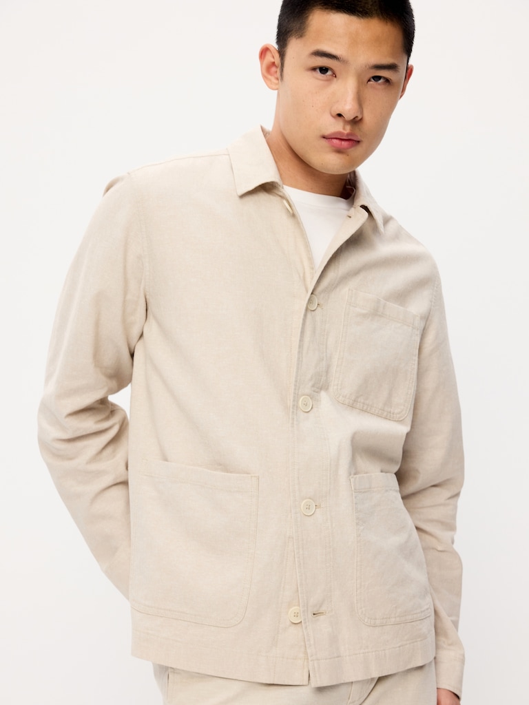 Linen-Blend Chore Jacket