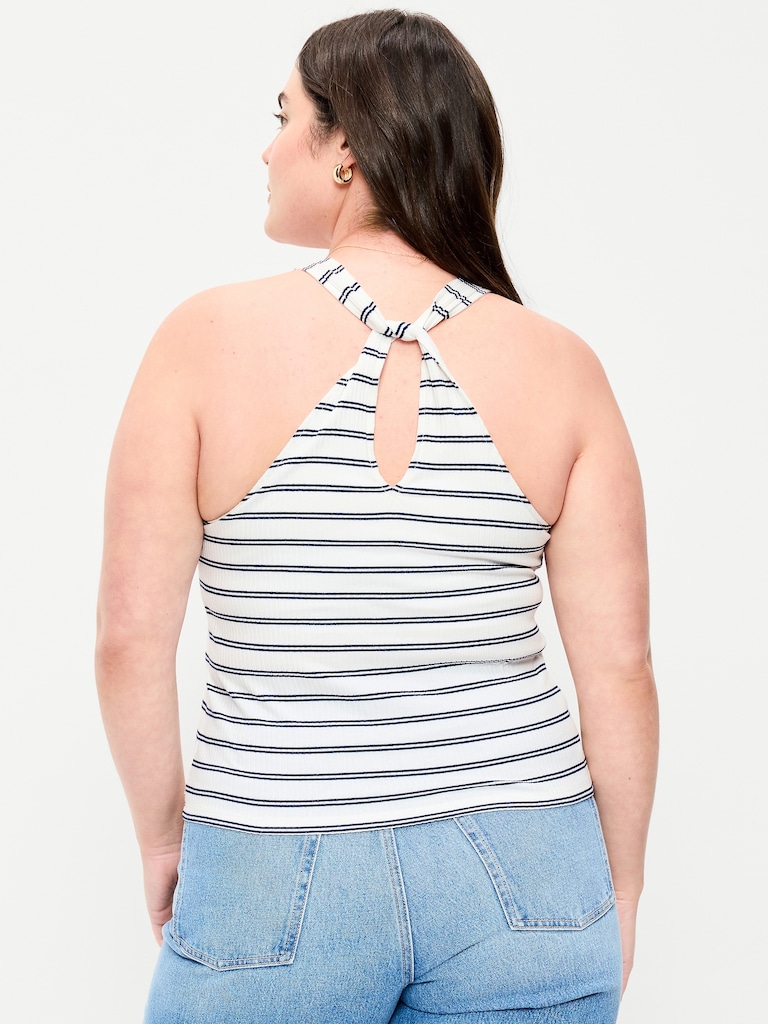 Sleeveless Ribbed Loop-Back Tank Top
