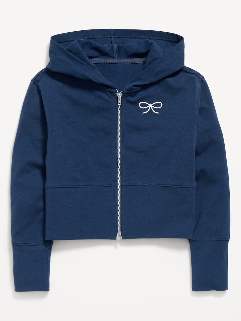 Fitted Cropped 2-Way-Zip Hoodie for Girls