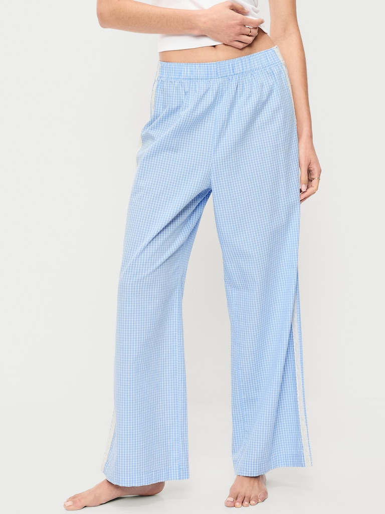 Poplin Wide-Leg Pajama Pants