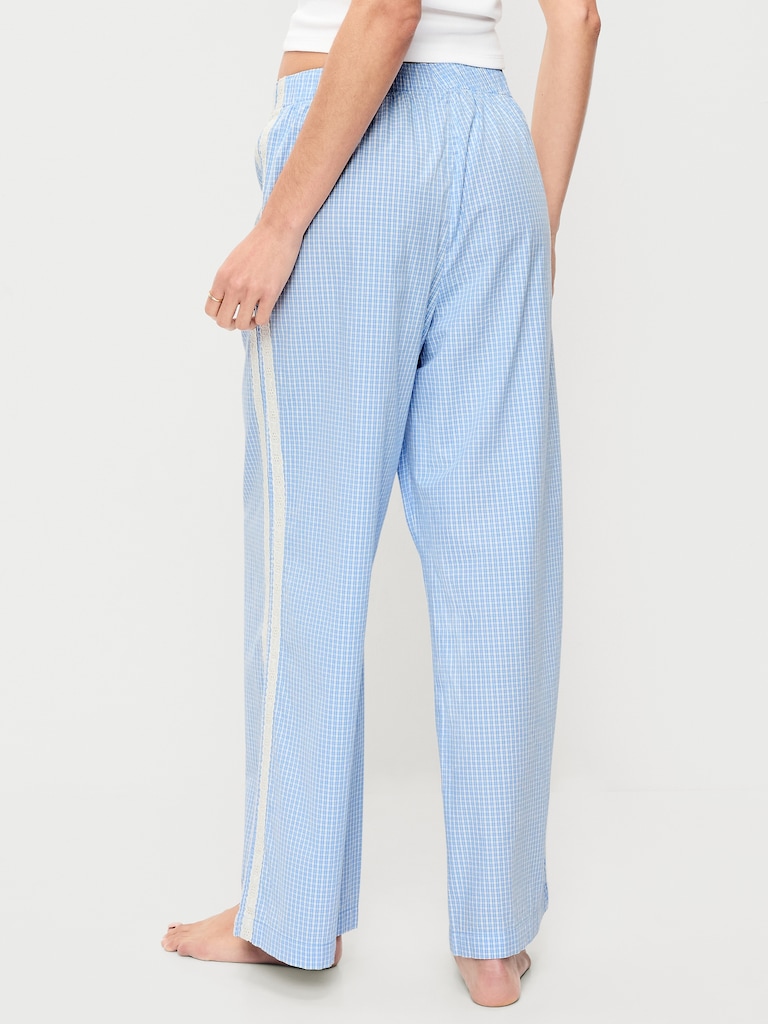 Poplin Wide-Leg Pajama Pants