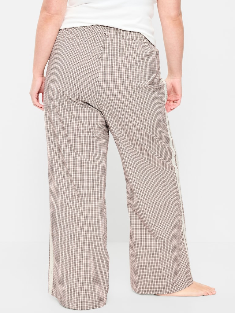 Poplin Wide-Leg Pajama Pants