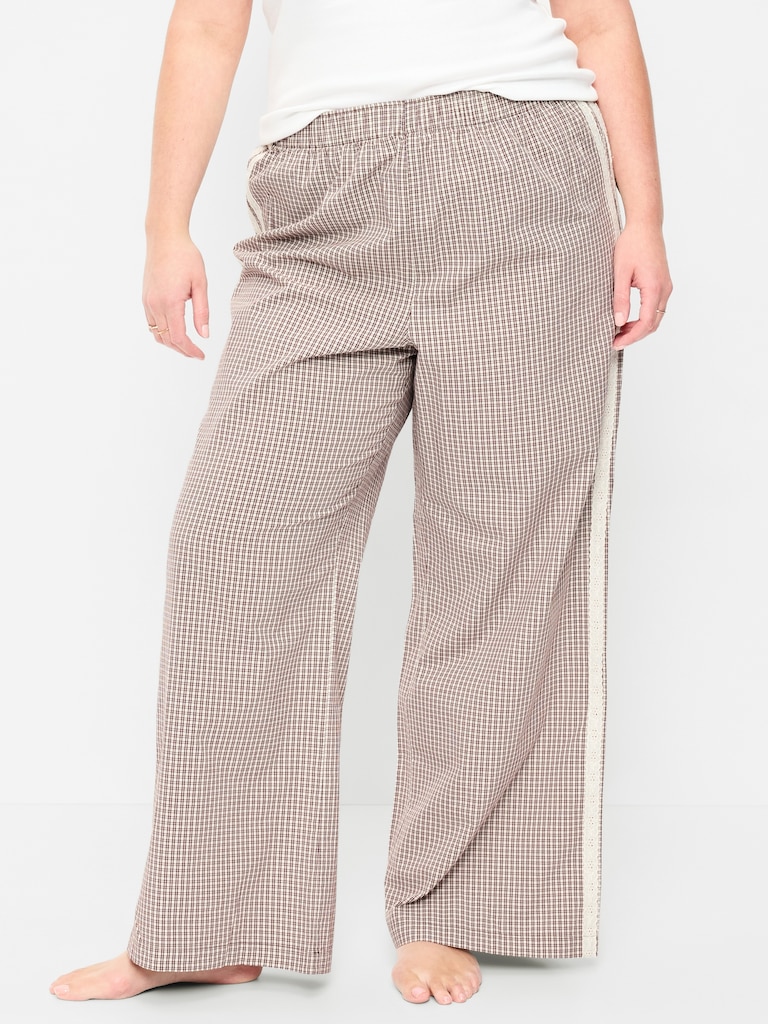 Poplin Wide-Leg Pajama Pants