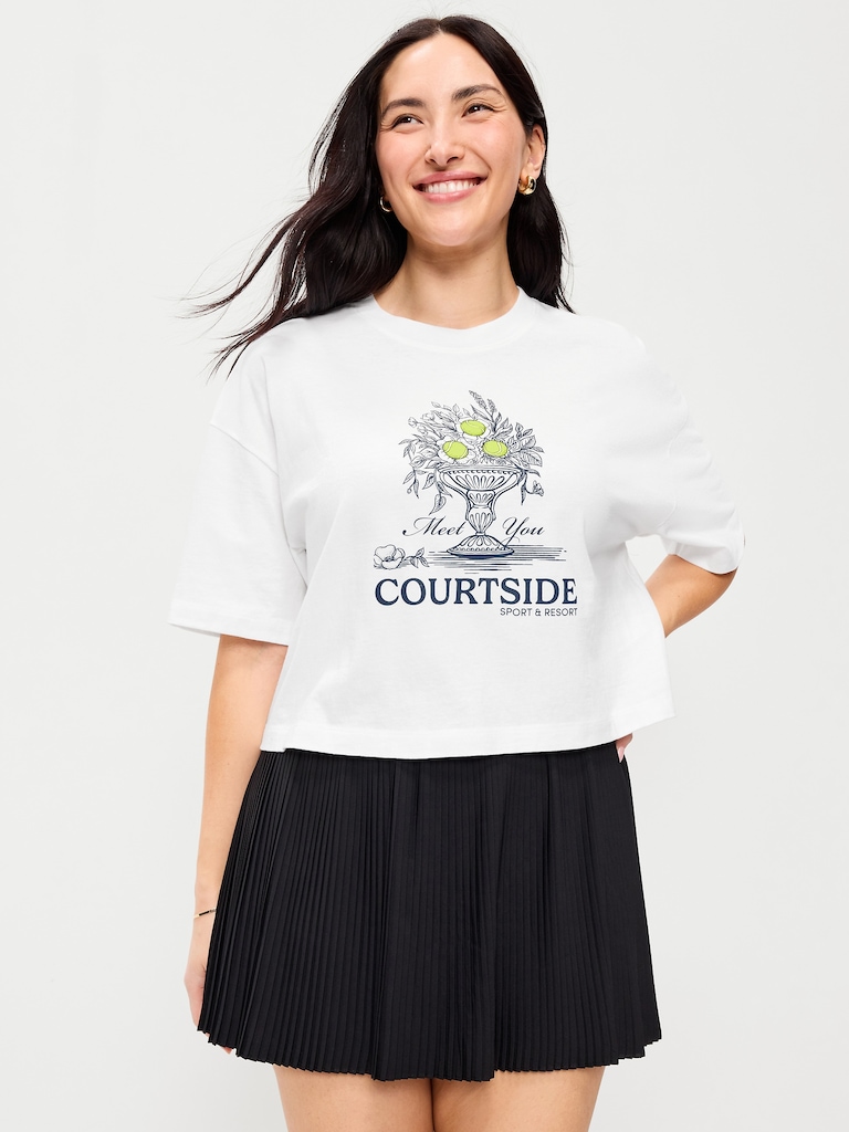 Vintage Crew-Neck Oversized Crop Graphic T-Shirt