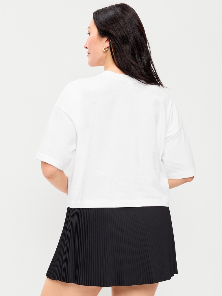 Vintage Crew-Neck Oversized Crop Graphic T-Shirt