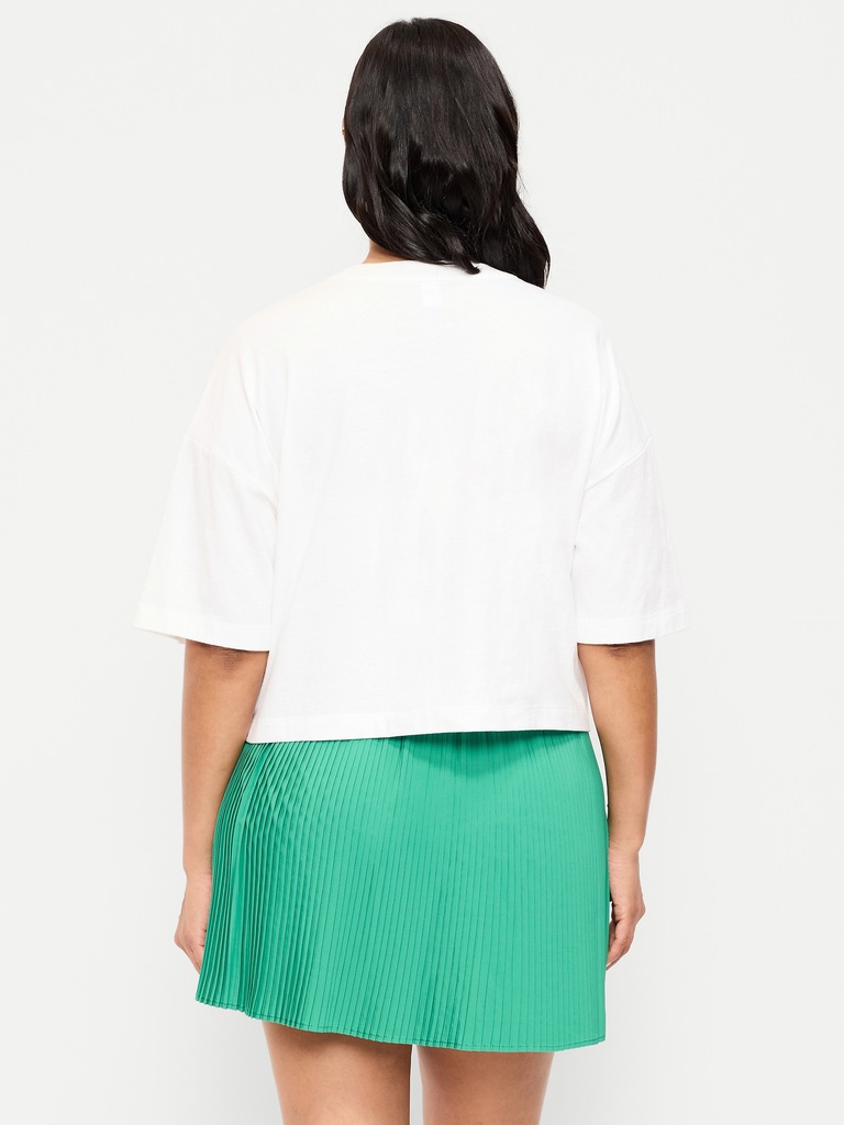 Vintage Crew-Neck Oversized Crop Graphic T-Shirt