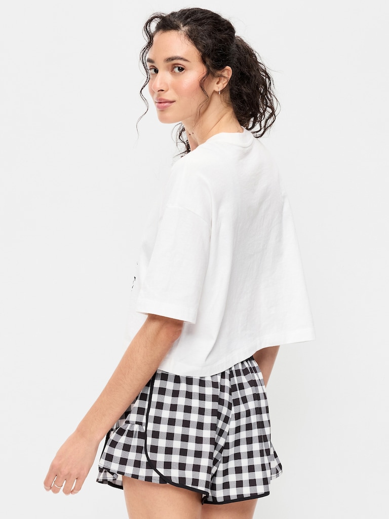 Vintage Crew-Neck Oversized Crop Graphic T-Shirt