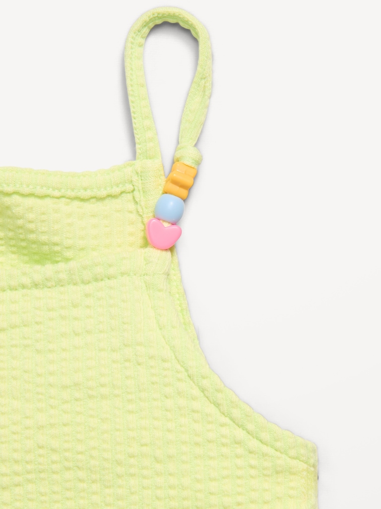 Textured Ruffle-Trim Tank Top and Shorts Set for Toddler Girls