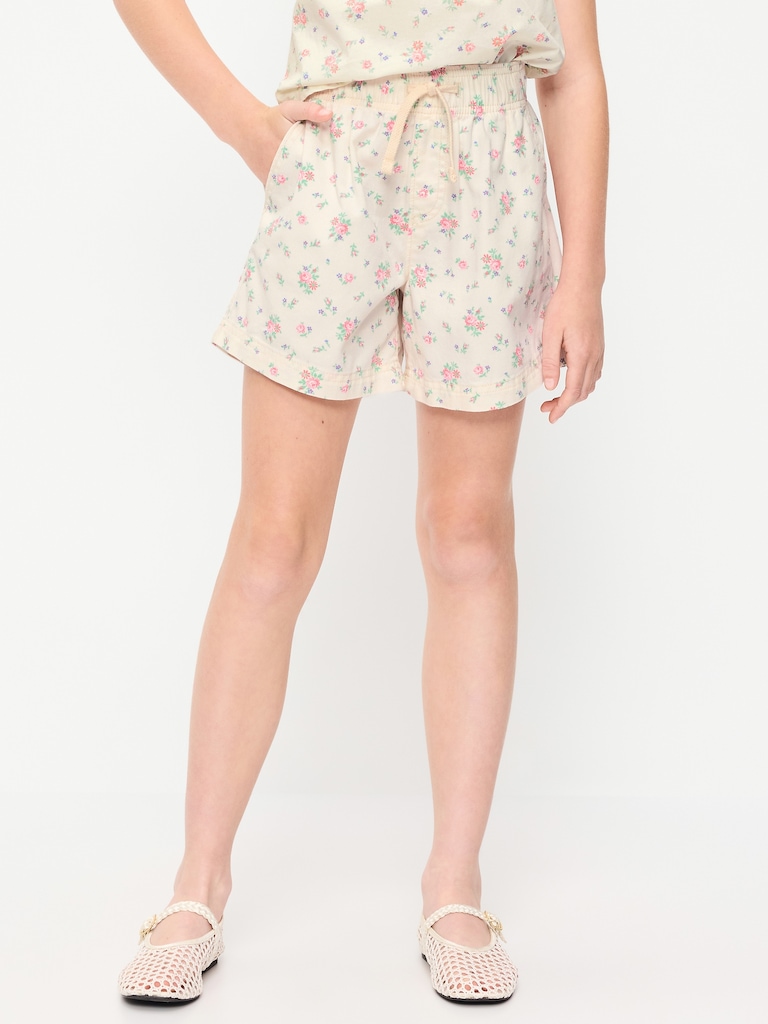 Short en sergé à taille haute et à motif pour fille