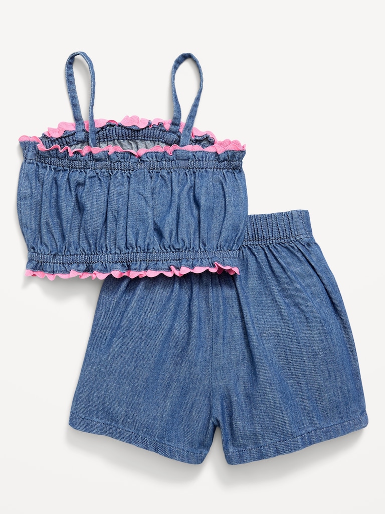 Sleeveless Chambray Top and Skort Set for Toddler Girls