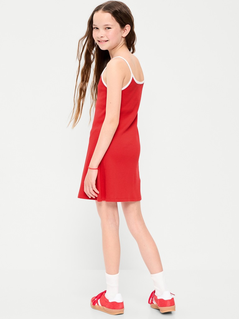 Sleeveless Fitted Ribbed Swing Dress for Girls