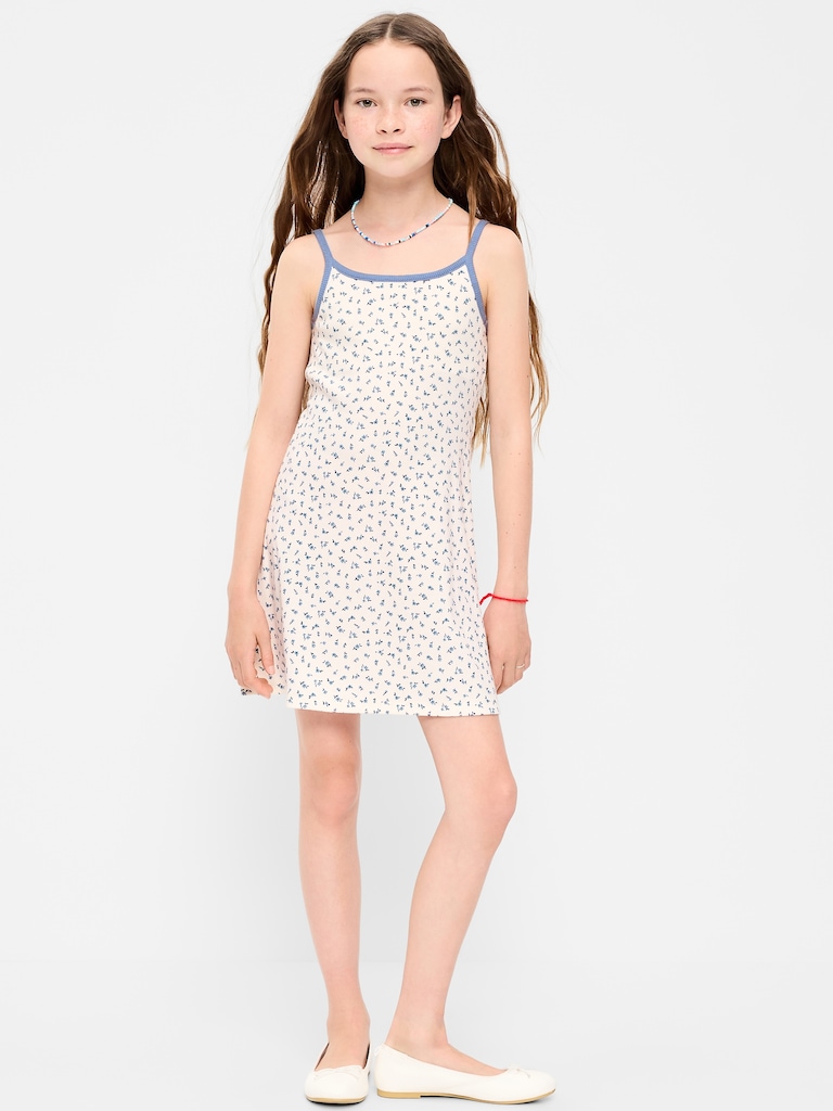 Sleeveless Fitted Ribbed Swing Dress for Girls