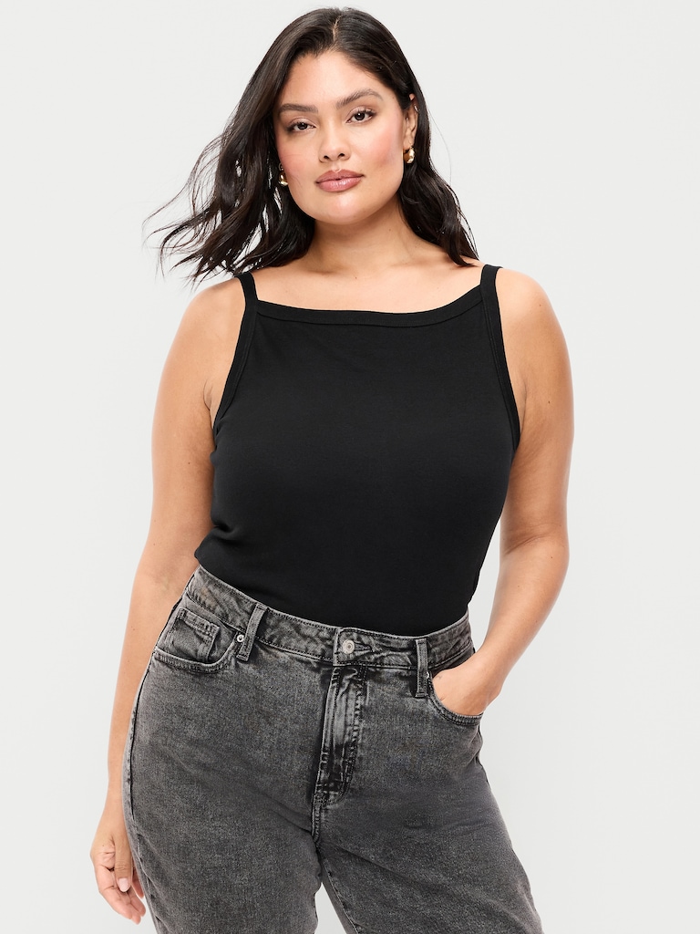 Fitted Sleeveless Apron Tank Top