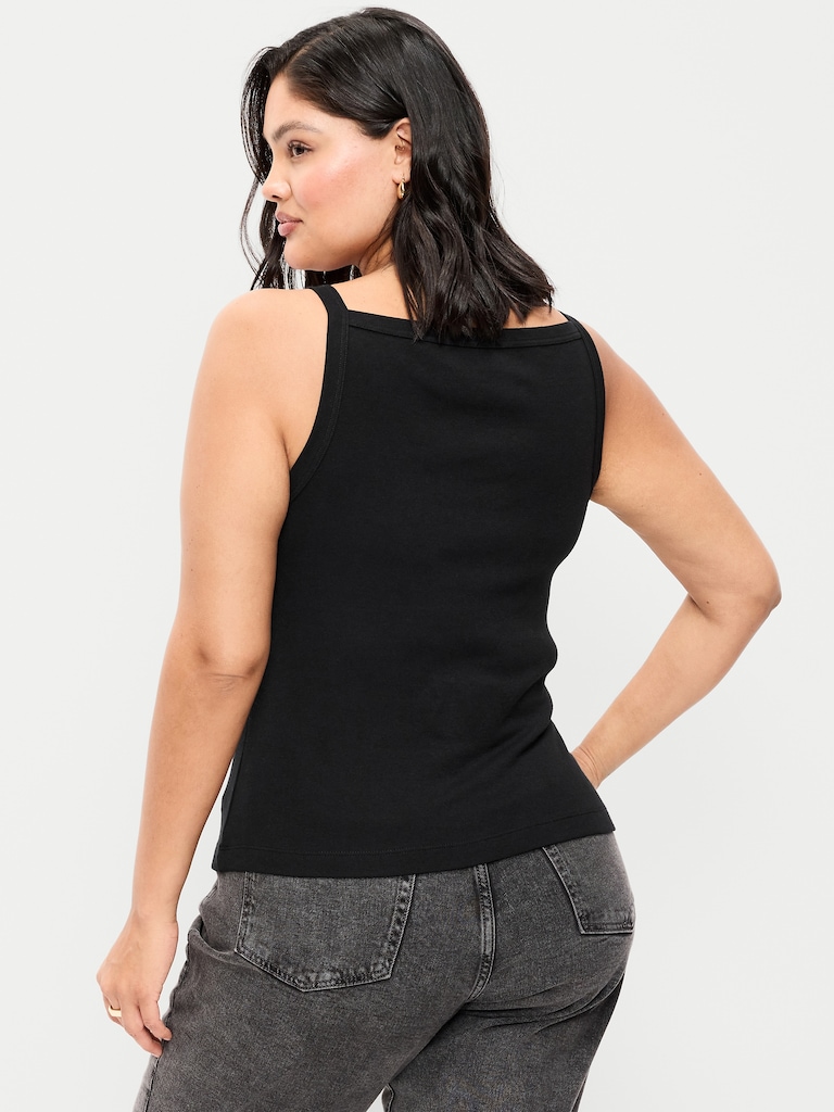 Fitted Sleeveless Apron Tank Top