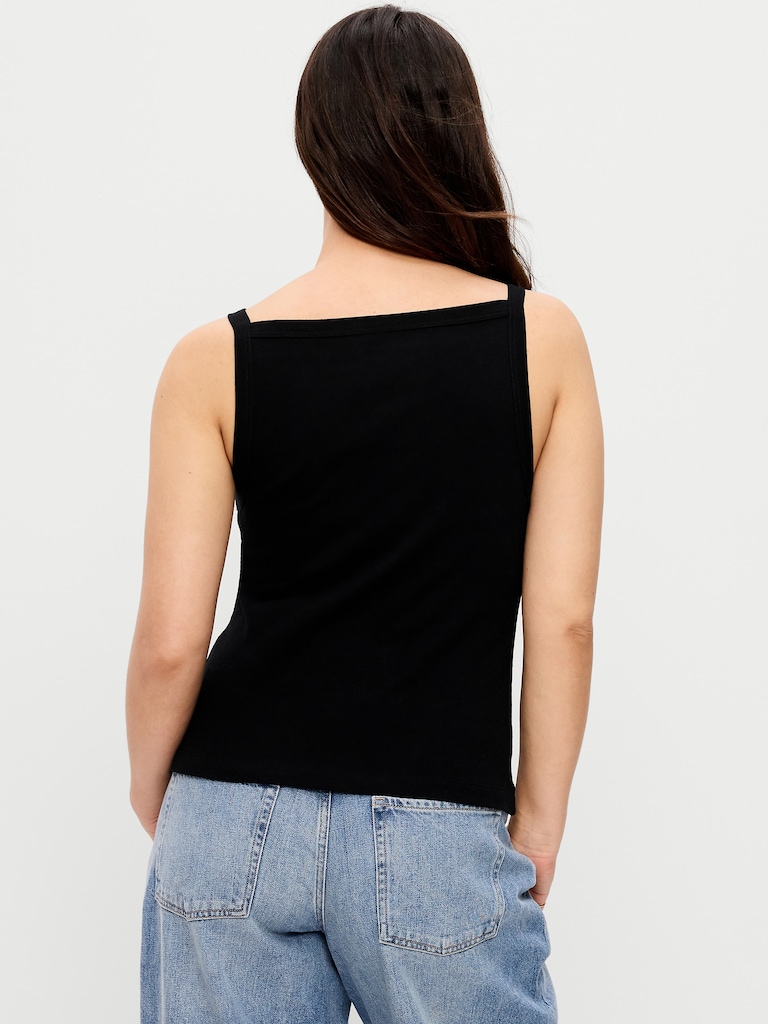 Fitted Sleeveless Apron Tank Top