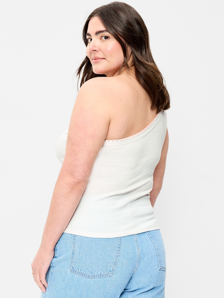 Ribbed One-Shoulder Tank Top