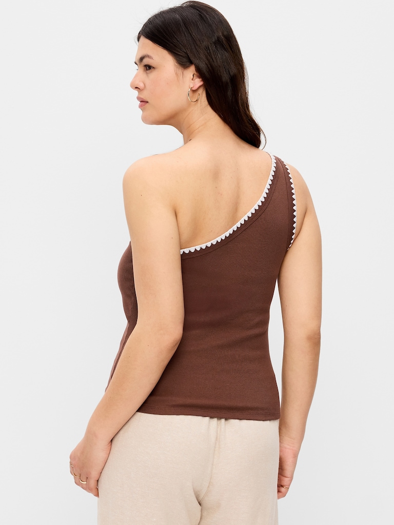 Ribbed One-Shoulder Tank Top
