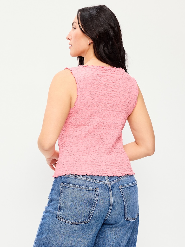 Sleeveless Smocked Tank Top