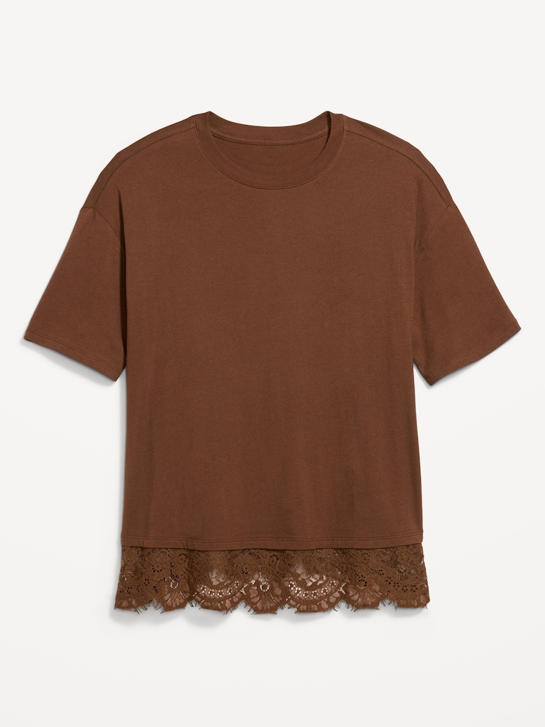 Oversized Lace Hem T-Shirt