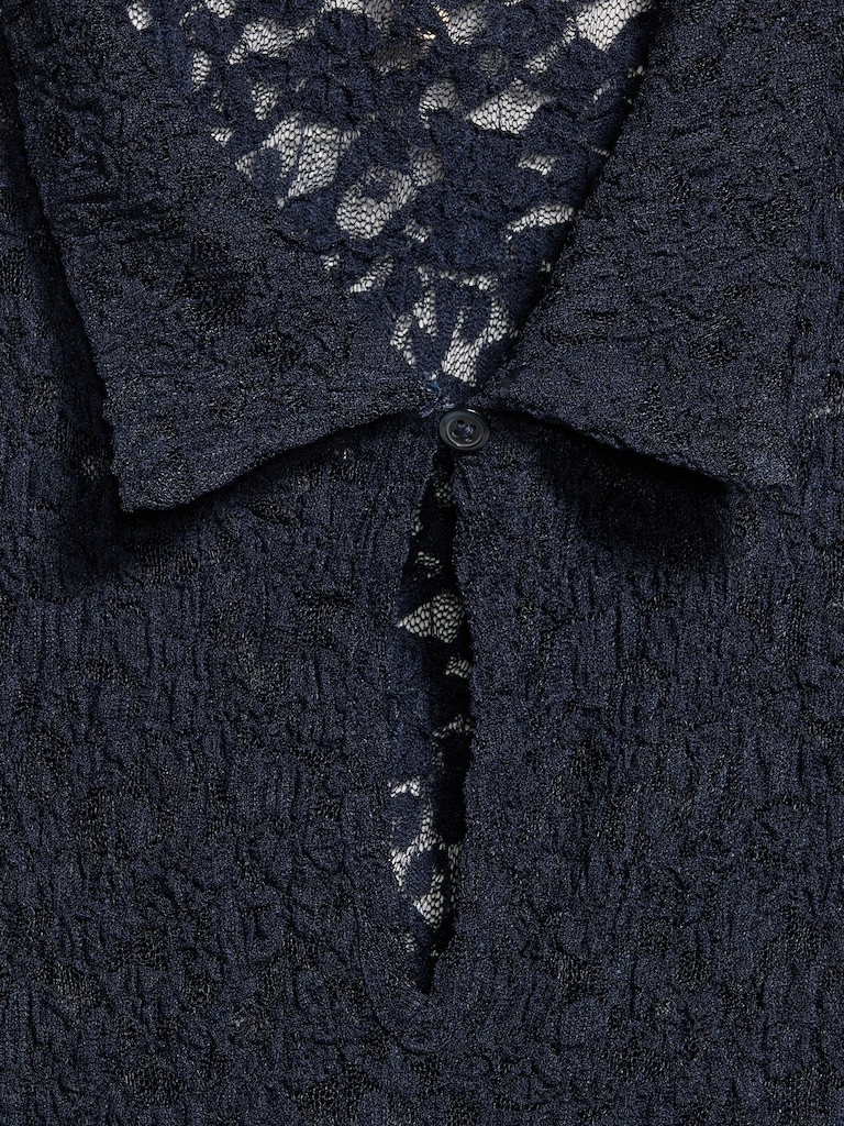 Lace Keyhole Polo Top