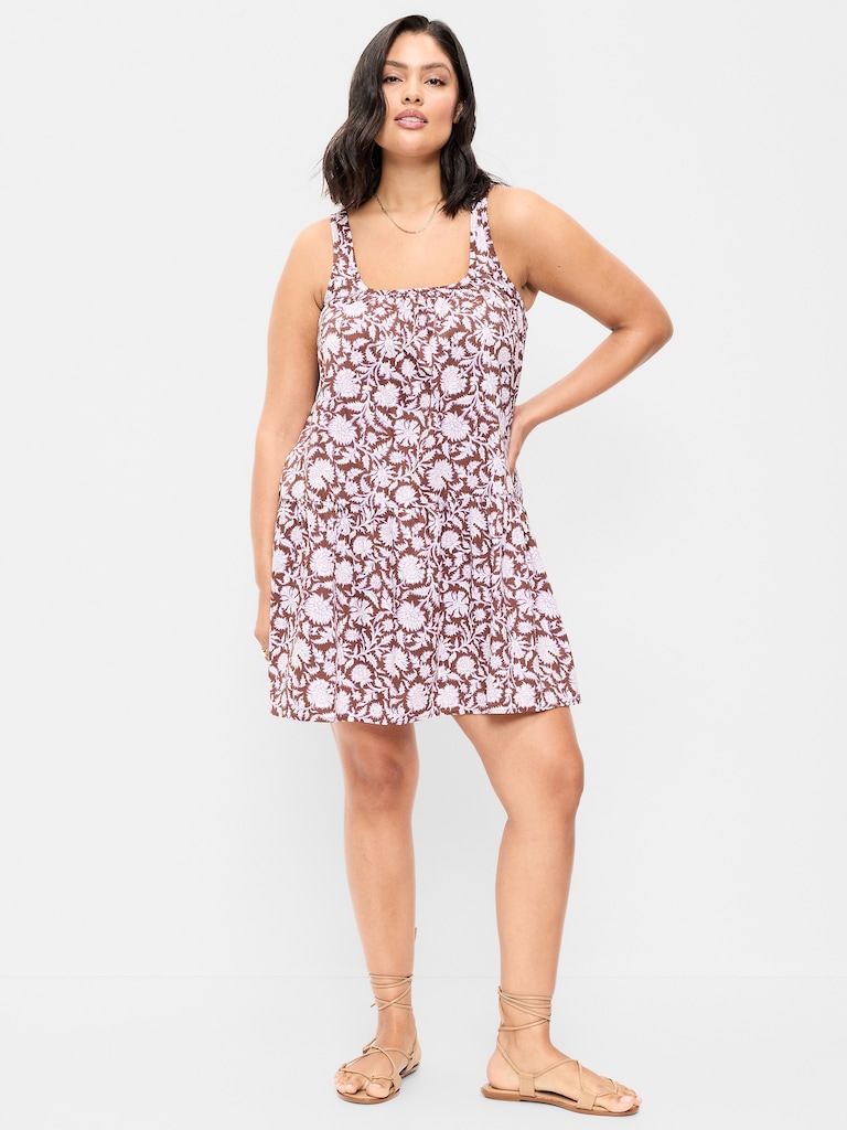 Sleeveless Scoop-Neck Mini Swing Dress