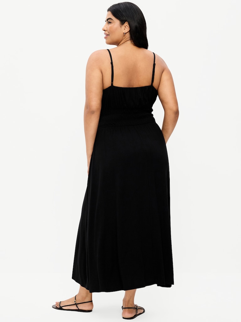 Fit & Flare Jersey Smocked-Waist Midi Dress