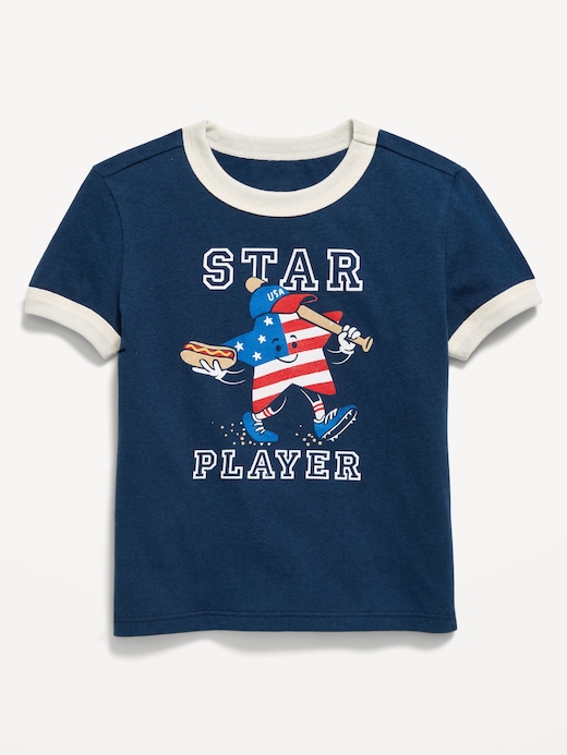 Short Short-Sleeve Unisex Ringer Graphic T-Shirt for Toddler on clearance at Old Navy — 50% off