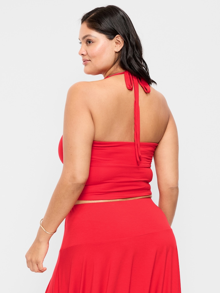 Short-Sleeve Jersey Smocked-Front Top