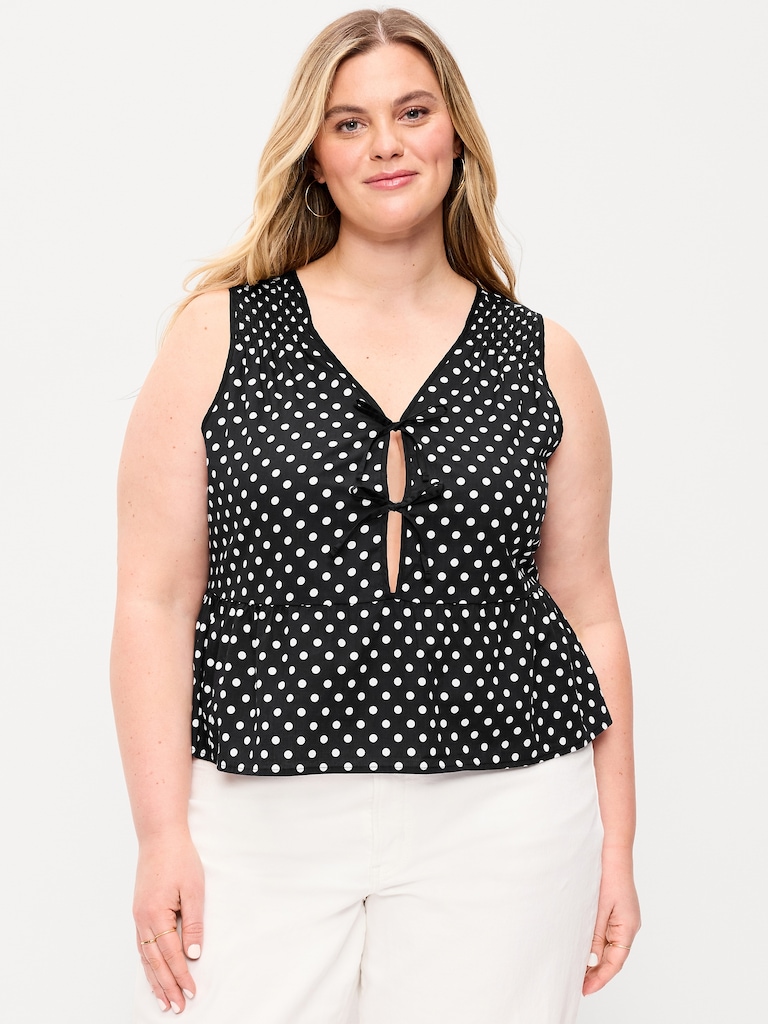 Tie-Front Peplum Tank Top