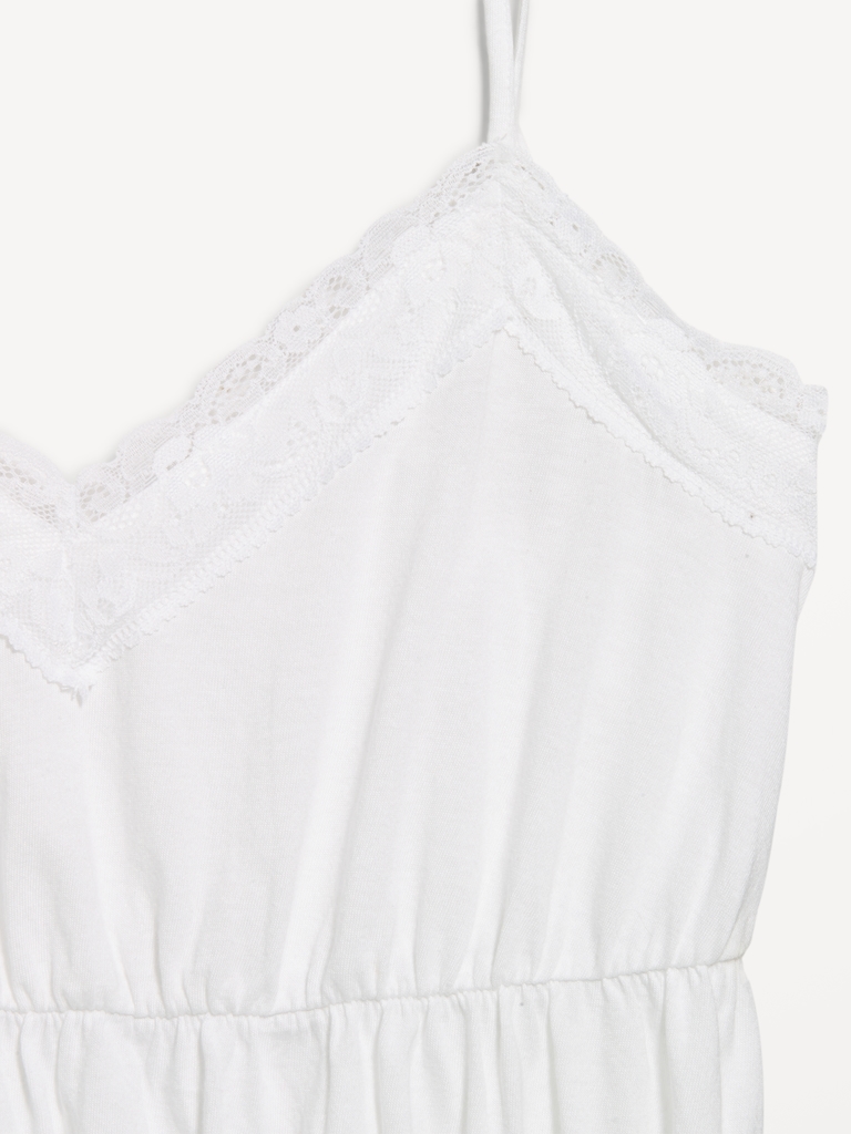 Lace-Trim Smocked-Waist Tank Top