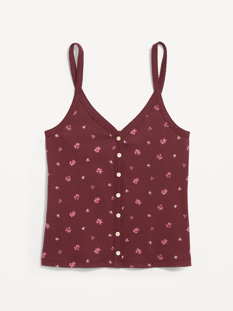 Button-Front Cami Tank Top