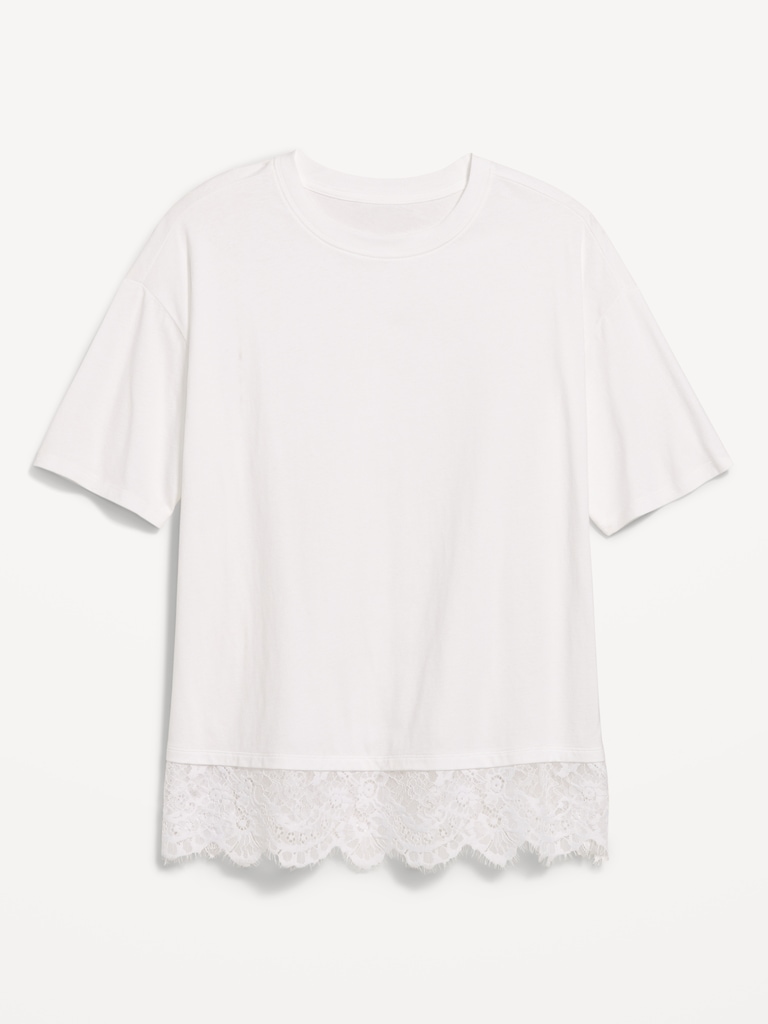 Oversized Lace Hem T-Shirt