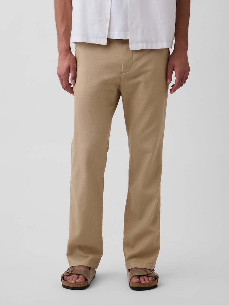 Linen-Cotton Relaxed Straight Trousers