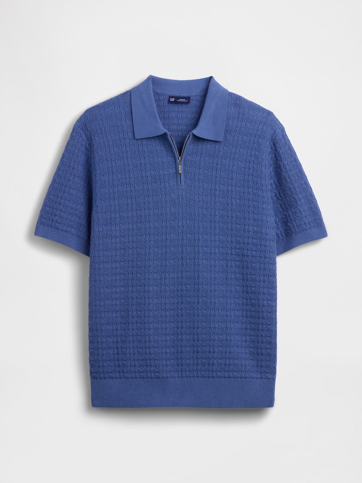 Textured Zip Polo Sweater Shirt