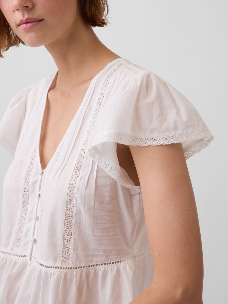 Lace Voile Peplum Crop Top