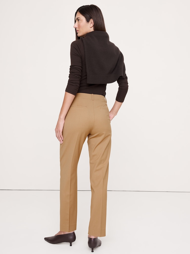 High-Rise Slim Italian Lightweight Wool Ankle Pant