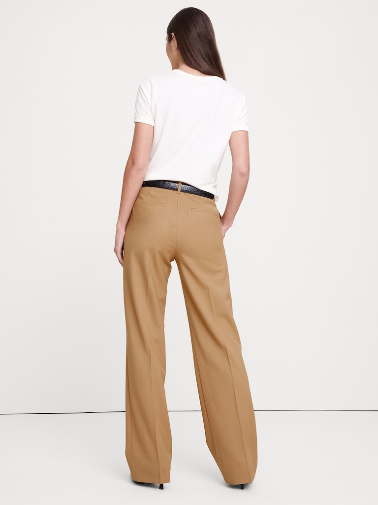 High-Rise Modern Straight Italian Lightweight Wool Pant