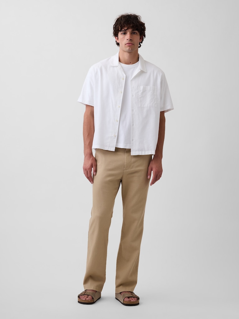 Linen-Cotton Relaxed Straight Trousers