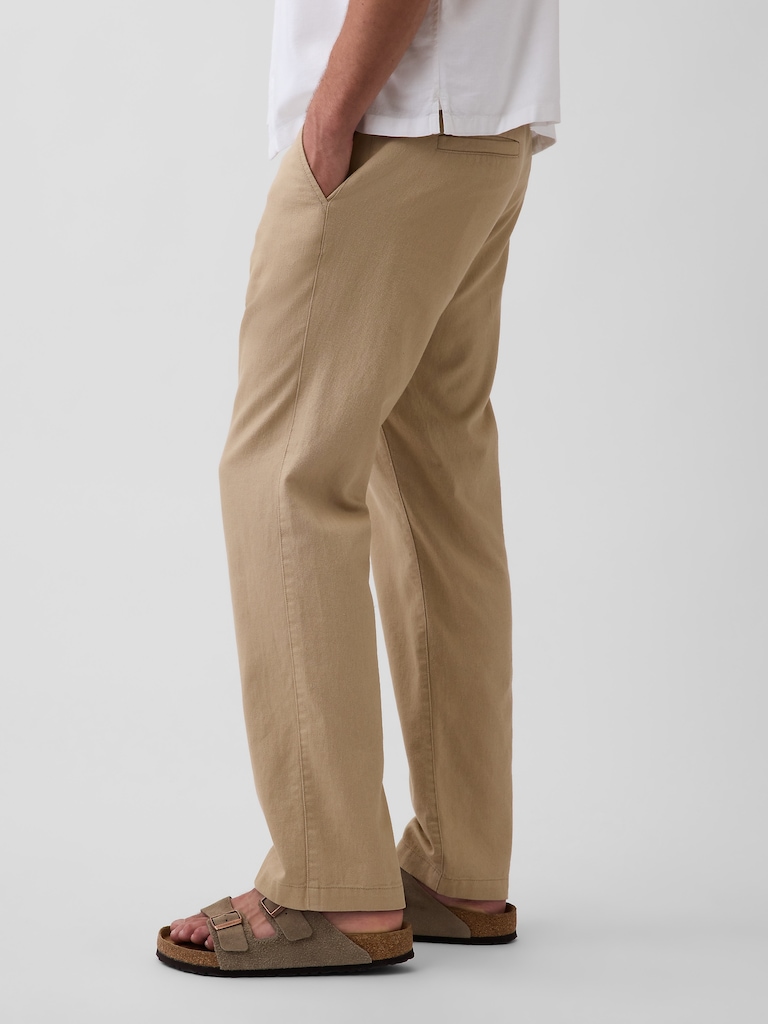 Linen-Cotton Relaxed Straight Trousers
